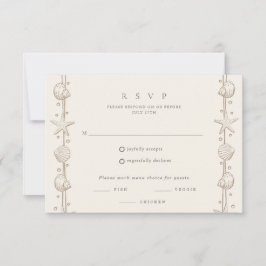 Beach Wedding Sand Seashell Menu RSVP Karte