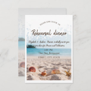 Beach Wedding, Sand, Seashells Probe Dinner Einladung