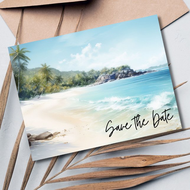 Beach Wedding Save the Date Ankündigungspostkarte (Beach Wedding Save The Date)