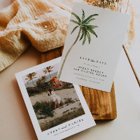 Beach Wedding Save the Date Wasserfarbenpalme Tree
