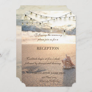 Beach Wedding, Seashell String Lights Empfang Einladung