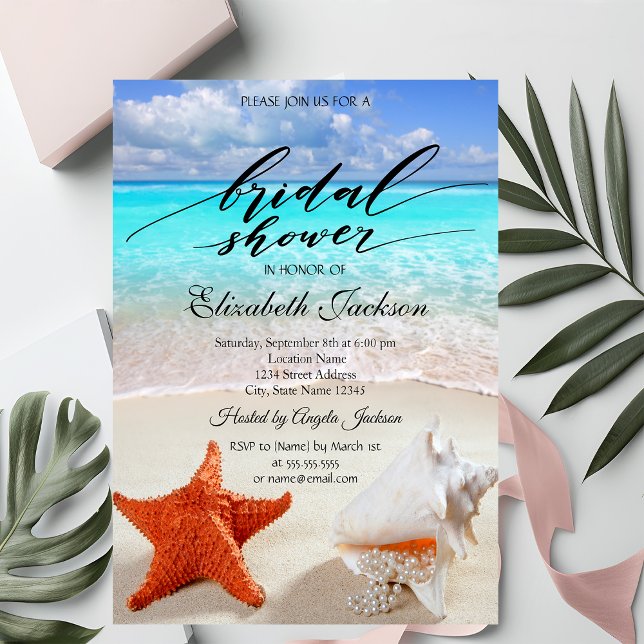 Beach Wedding Seashells Brautparty Einladung (Von Creator hochgeladen)