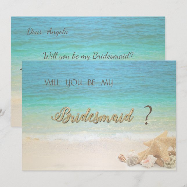 Beach Wedding Seashells Bridesmaid Card Einladung (Vorne/Hinten)