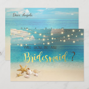 Beach Wedding Seashells Bridesmaid Card Einladung