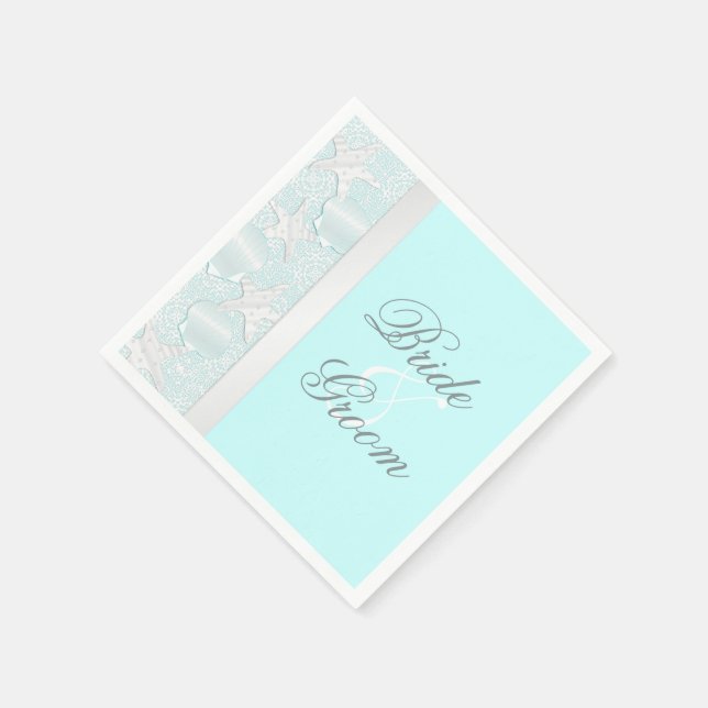 Beach Wedding Seashells und Starfish Napkins Serviette (Ecke)