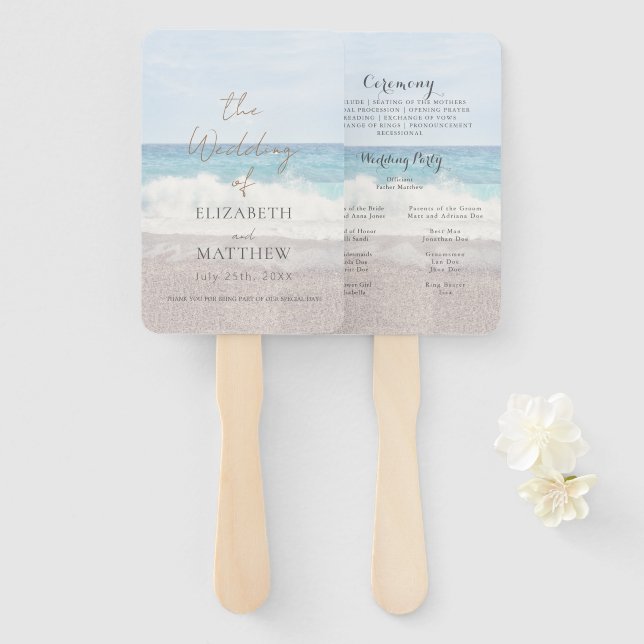Beach Wedding Seaside/Oceanside Wedding Program Fächer (Vorne und Hinten)