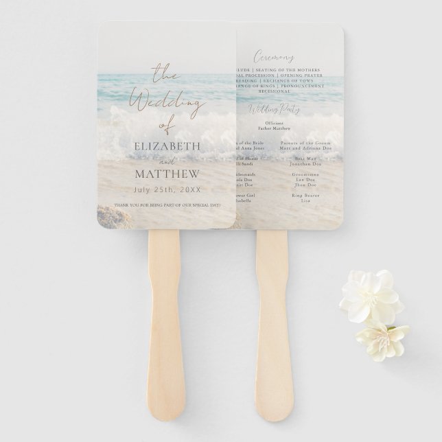 Beach Wedding Seaside/Oceanside Wedding Program Fächer (Vorne und Hinten)