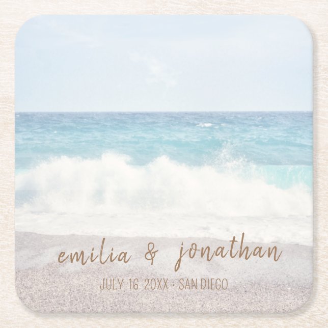 Beach Wedding | Seaside Wedding Rechteckiger Pappuntersetzer (Vorderseite)