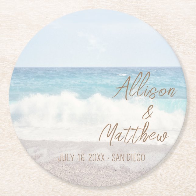 Beach Wedding | Seaside Wedding Runder Pappuntersetzer (Vorderseite)
