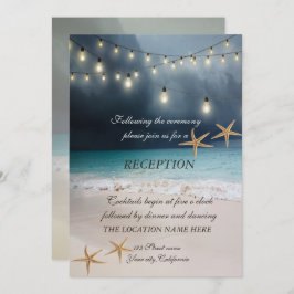 Beach Wedding, Seastars String Lights Empfang Einladung