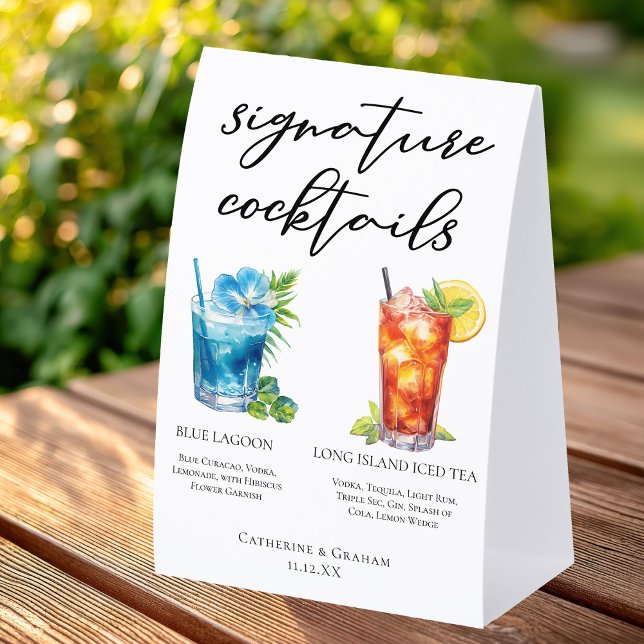 Beach Wedding Signature Cocktails Menu Tischaufsteller (Von Creator hochgeladen)