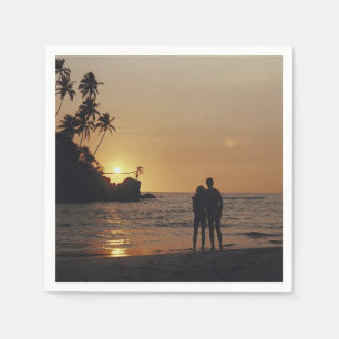 Beach Wedding Silhouette Foto Serviette