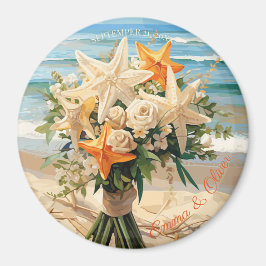 Beach Wedding Starfish Bouquet Magnetic Button Magnet