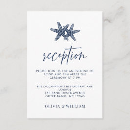 Beach Wedding Starfish Navy Blue Empfang Begleitkarte