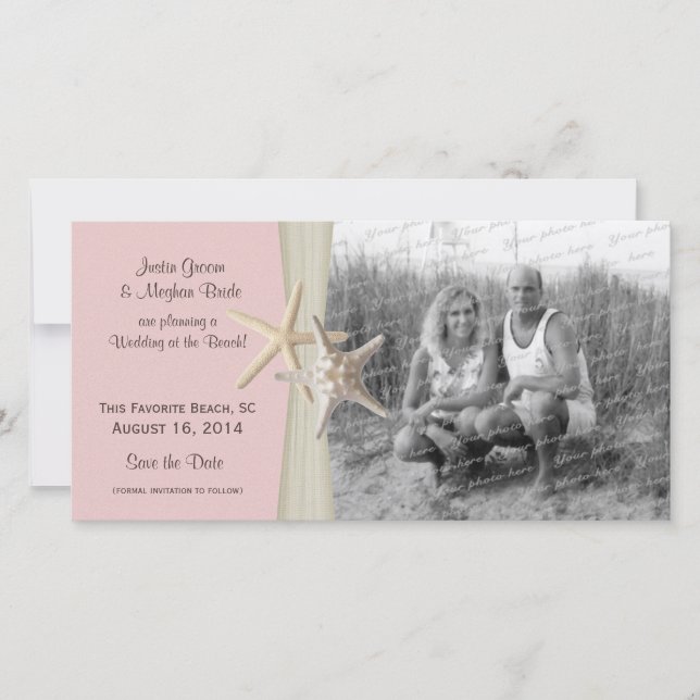 Beach Wedding Starfish Pink Save the Date Foto (Vorderseite)