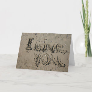 Beach Wedding Thema I Liebe, dass Sie in Sand gesc Karte