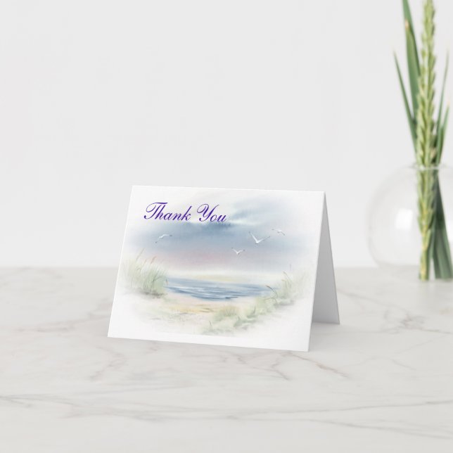 Beach Wedding Theme Vielen Dank für Ihre Anmerkung Dankeskarte (Vorderseite)