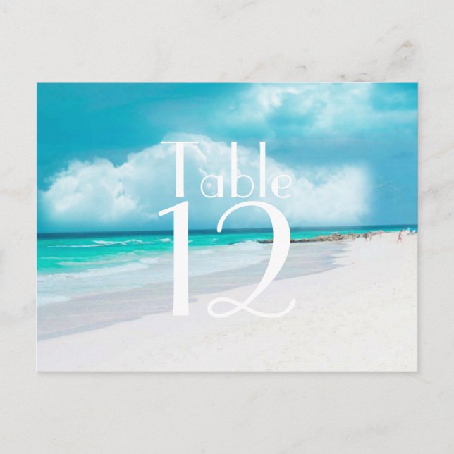 Beach Wedding Tischnummer Card (Vorderseite)
