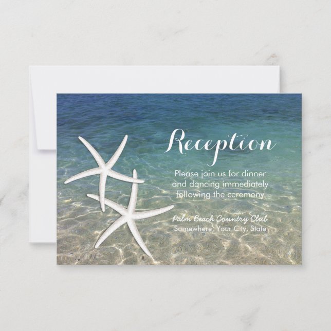 Beach Wedding Tropical Starfish Empfang Einladung (Vorderseite)
