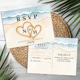 Beach Wedding UAWG Postcard mit Sand Heart Design Postkarte
