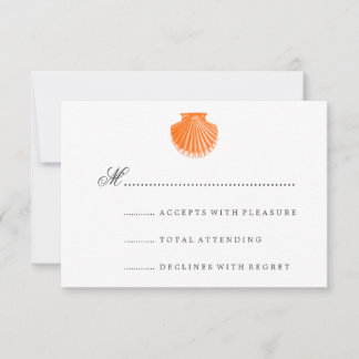 Beach Wedding UAWG Scallop Muschel Orange RSVP Karte