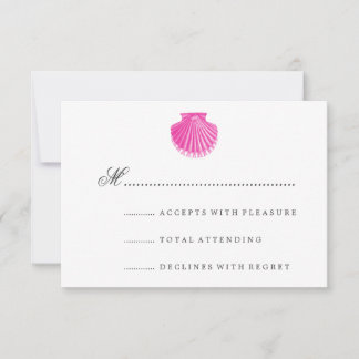 Beach Wedding UAWG Scallop Muschel Rosa RSVP Karte