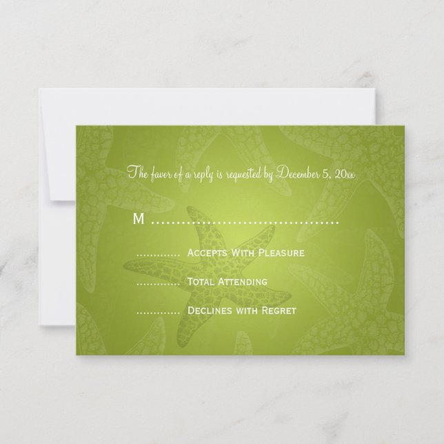 Beach Wedding UAWG Starfish Lime Green RSVP Karte (Vorderseite)