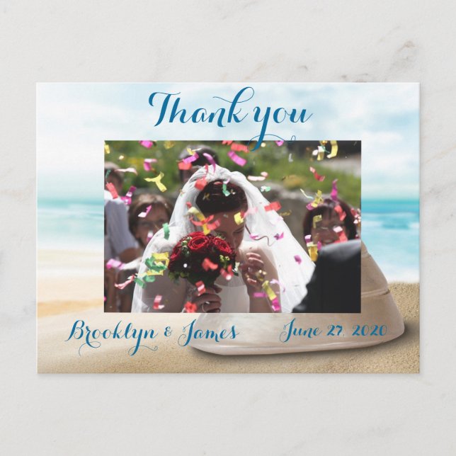 Beach Wedding Vielen Dank Postkarten (Vorderseite)