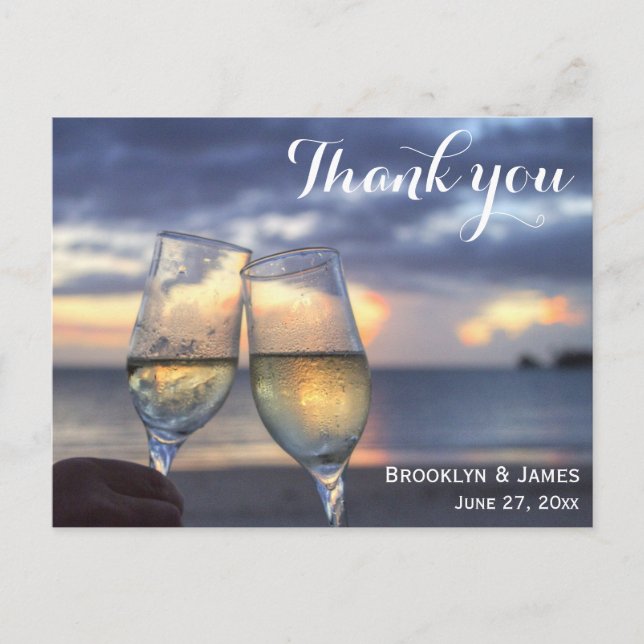 Beach Wedding Vielen Dank Postkarten (Vorderseite)