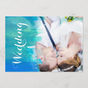 Beach Wedding Watercolor Modernes Foto Einladung