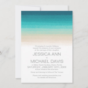Beach Wedding Watercolor Ombre Moderne Einladung