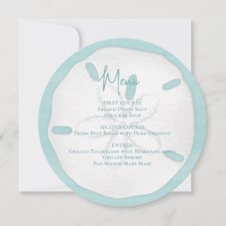 Beach Wedding Watercolor Sand Dollar Menü Einladung