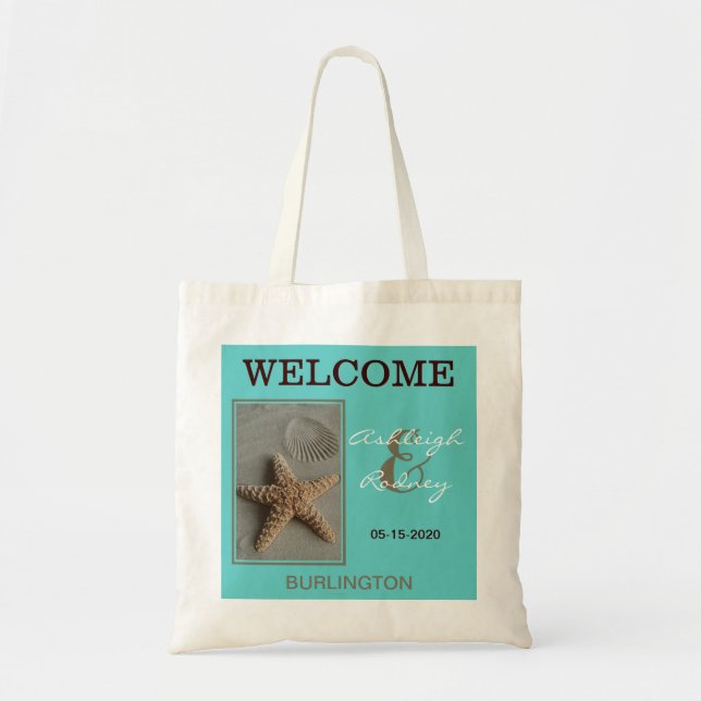Beach Wedding Welcome Bags Starfish Tragetasche (Vorne)