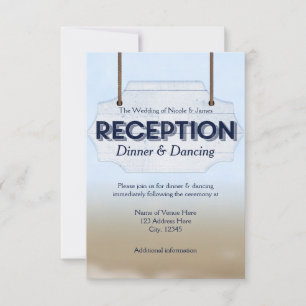 Beach Wedding White Wood Sign Empfang Card Einladung