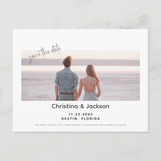 Beach Wedple Foto Save the Date Postkarte (Vorderseite)