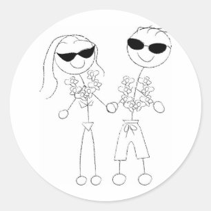 Beach Wedple Runder Aufkleber