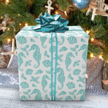 Beach Weihnachts Seepferd Glitzer Aqua White