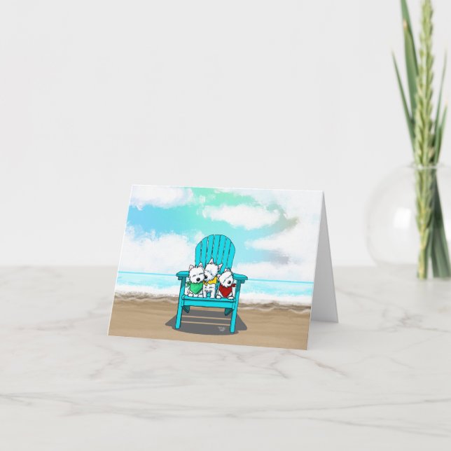 Beach Westies Note Card Dankeskarte (Vorderseite)
