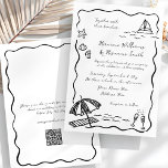 Beach Whimsical Black Hand Drawn QR UAWG Wedding Einladung<br><div class="desc">Erleben Sie Ihren besonderen Tag mit dieser schwarz-weiß-unterhaltsamen und stilvollen Strandhochzeit! Dieses Design mit seinen originellen, skurrilen, handgezeichnet Doodle-Skizzen von Muscheln, Wellen und Küsten-Charme bringt spielerische Energie in Ihre Feier. Script-Schriftart und ein weich gewellter, schwarzer Rahmen auf einem knusprigen, weißen Hintergrund verleihen dem Ganzen eine moderne Touch, die sich perfekt...</div>