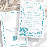 Beach Whimsical Sketch Hand Drawn QR UAWG Wedding Einladung<br><div class="desc">Holen Sie sich mit dieser lustigen und stilvollen Einladung zur Hochzeit am Strand Ihre Gäste auf einen besonderen Tag! Dieses Design mit seinen originellen, skurrilen, handgezeichnet Doodle-Skizzen von Muscheln, Wellen und Küsten-Charme bringt spielerische Energie in Ihre Feier. Script-Schriftart und ein weich blauer Rahmen auf einem knusprigen, weißen Hintergrund sorgen für...</div>