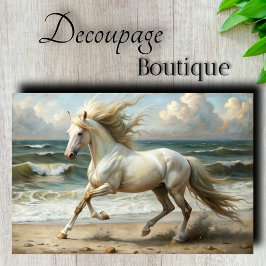 Beach White Horse Decoupage Seidenpapier