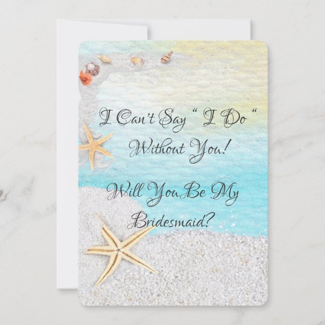 Beach White Sand wirst du meine Bridesmaid sein Einladung (Vorderseite)
