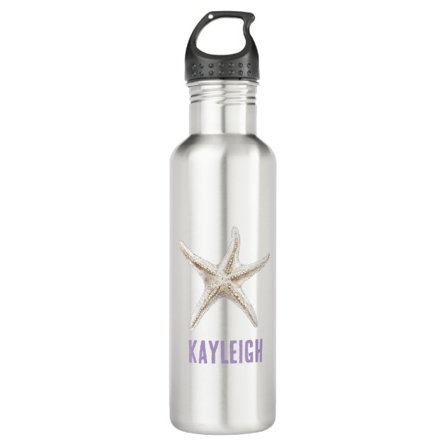 Beach White Starfish Edelstahlflasche (Vorderseite)