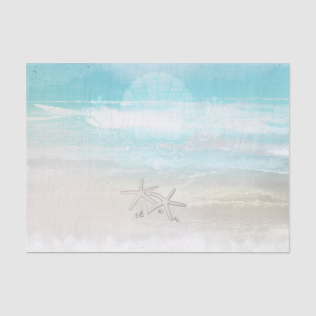 Beach White Starfish Elegante Sommerhochzeit Seidenpapier (Vorderseite)