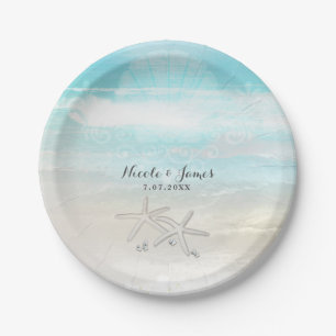 Beach White Starfish Elegantes Summer Custom Party Pappteller
