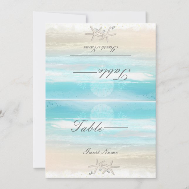 Beach White Starfish Summer Wedding Tischnummern (Vorderseite)