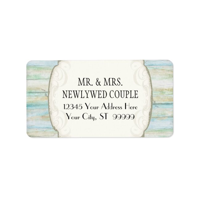 Beach Wood Coastal Hochzeit Driftwood Art Adressaufkleber (Vorne)