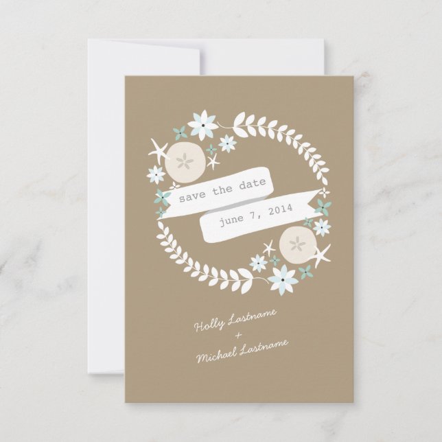 Beach Wreath & Banner Save the Date (Vorderseite)