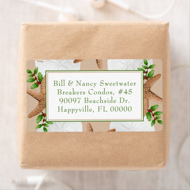 Beach Wreath Sand Dollar Weihnachtsadressen Labels (Insitu)