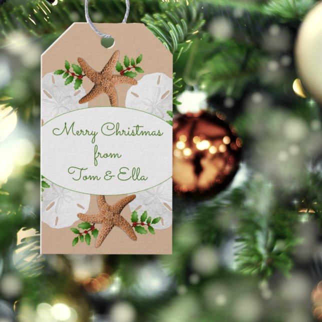 Beach Wreath Sand Dollar Weihnachtsfeier Krawatte  Geschenkanhänger (Von Creator hochgeladen)